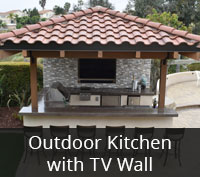 Outdoor Kitchen with TV Wall Project